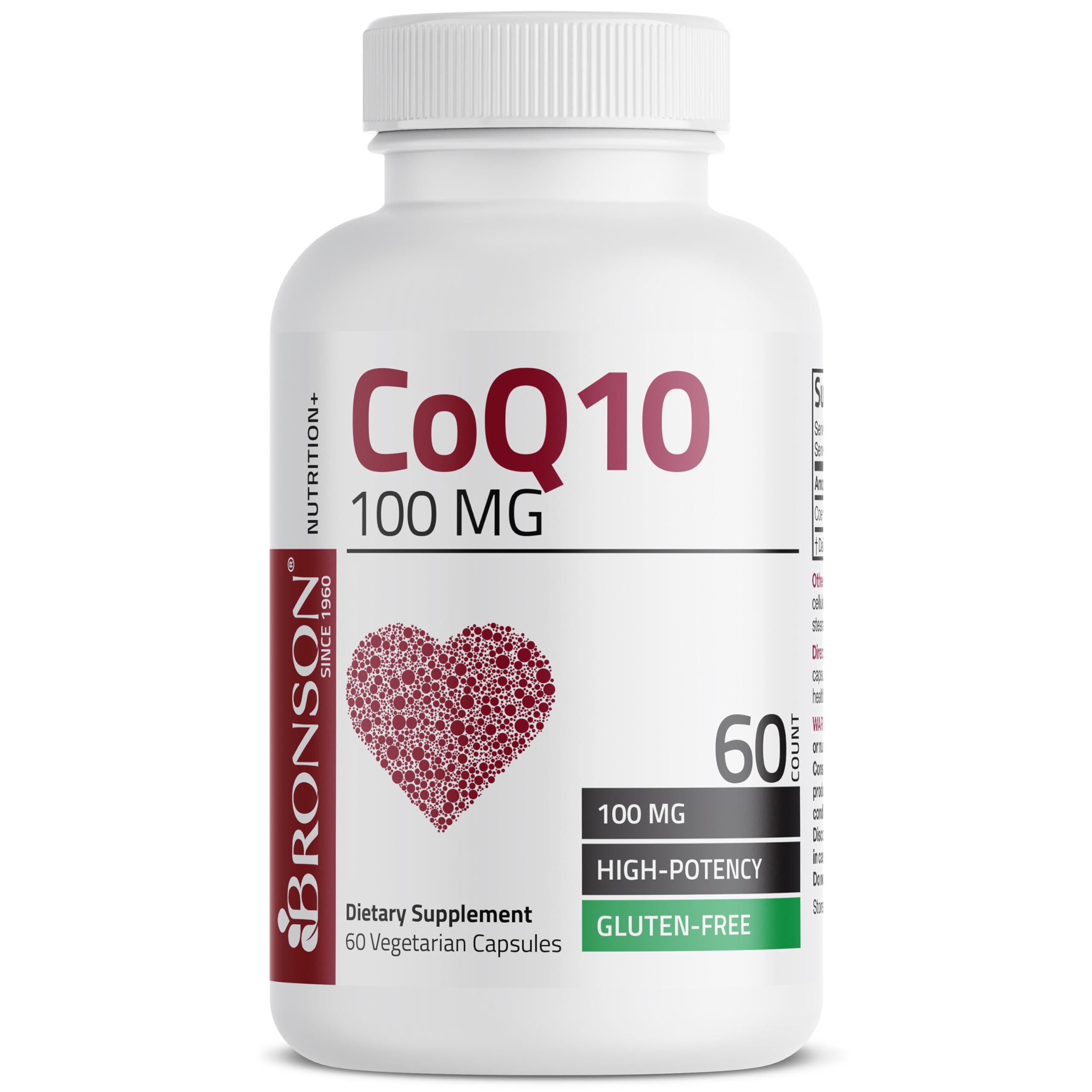 Bronson CoQ10 bottle image emphasizing cGMP standards and quality