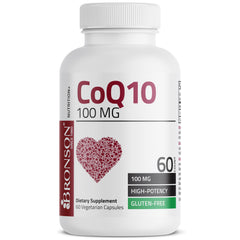 Bronson CoQ10 bottle image emphasizing cGMP standards and quality