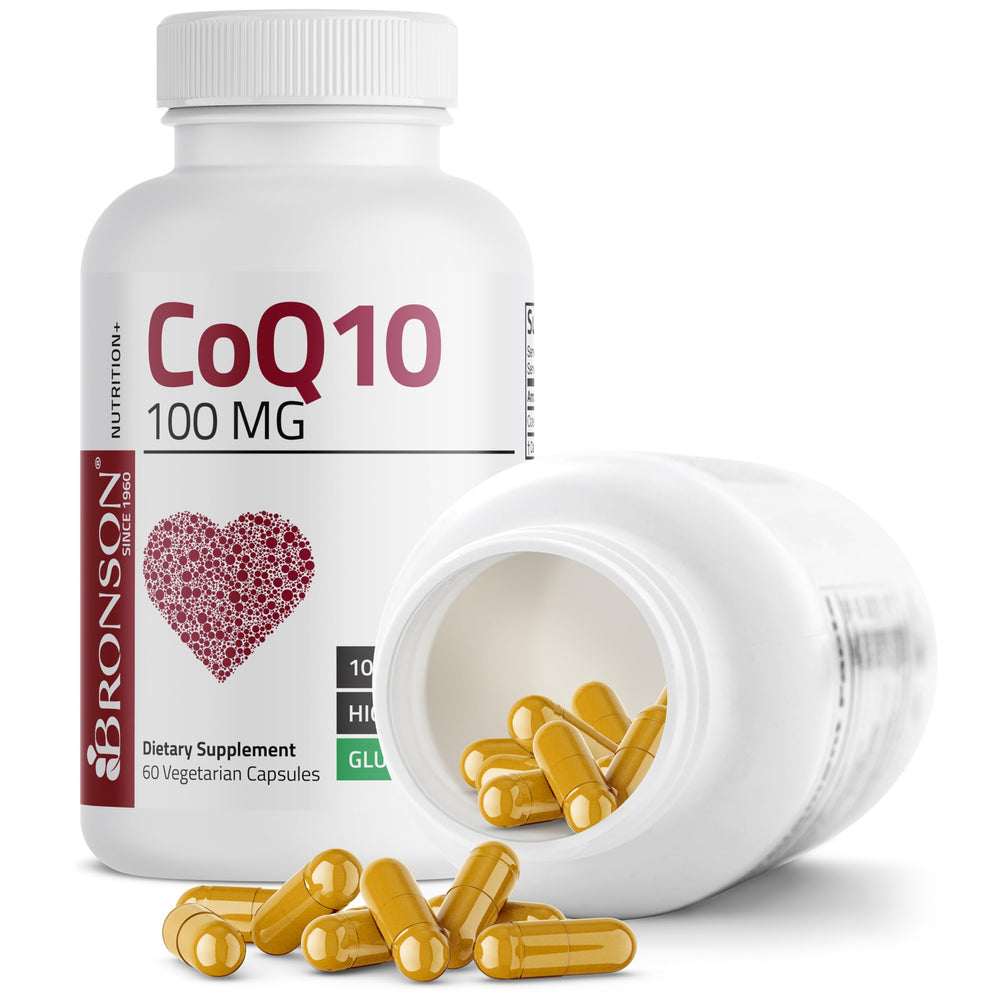Bronson CoQ10 individual capsule close-up with smooth texture