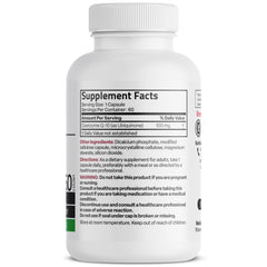 Bronson CoQ10 capsule label detail highlighting gluten-free vegan formula