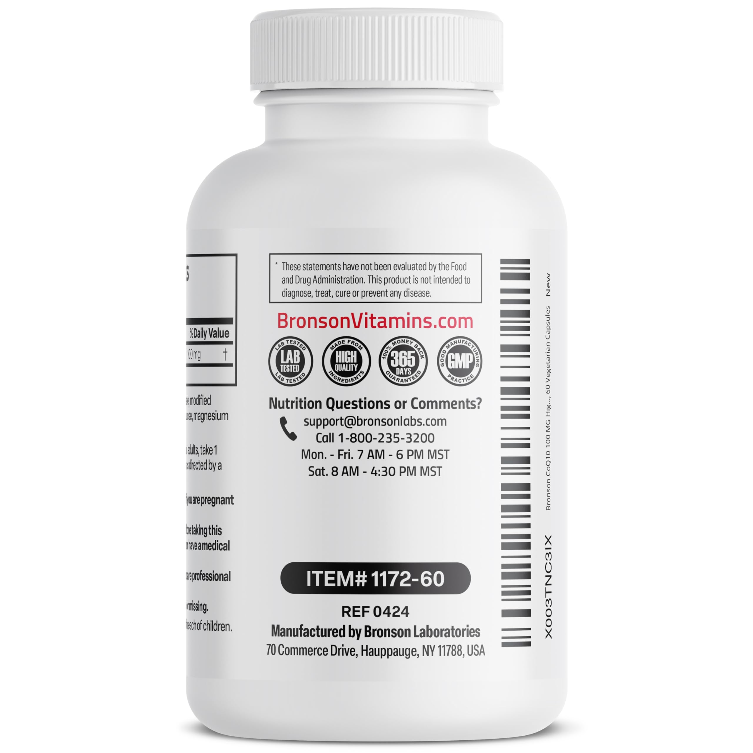 Bronson CoQ10 packaging front showcasing New York facility origin