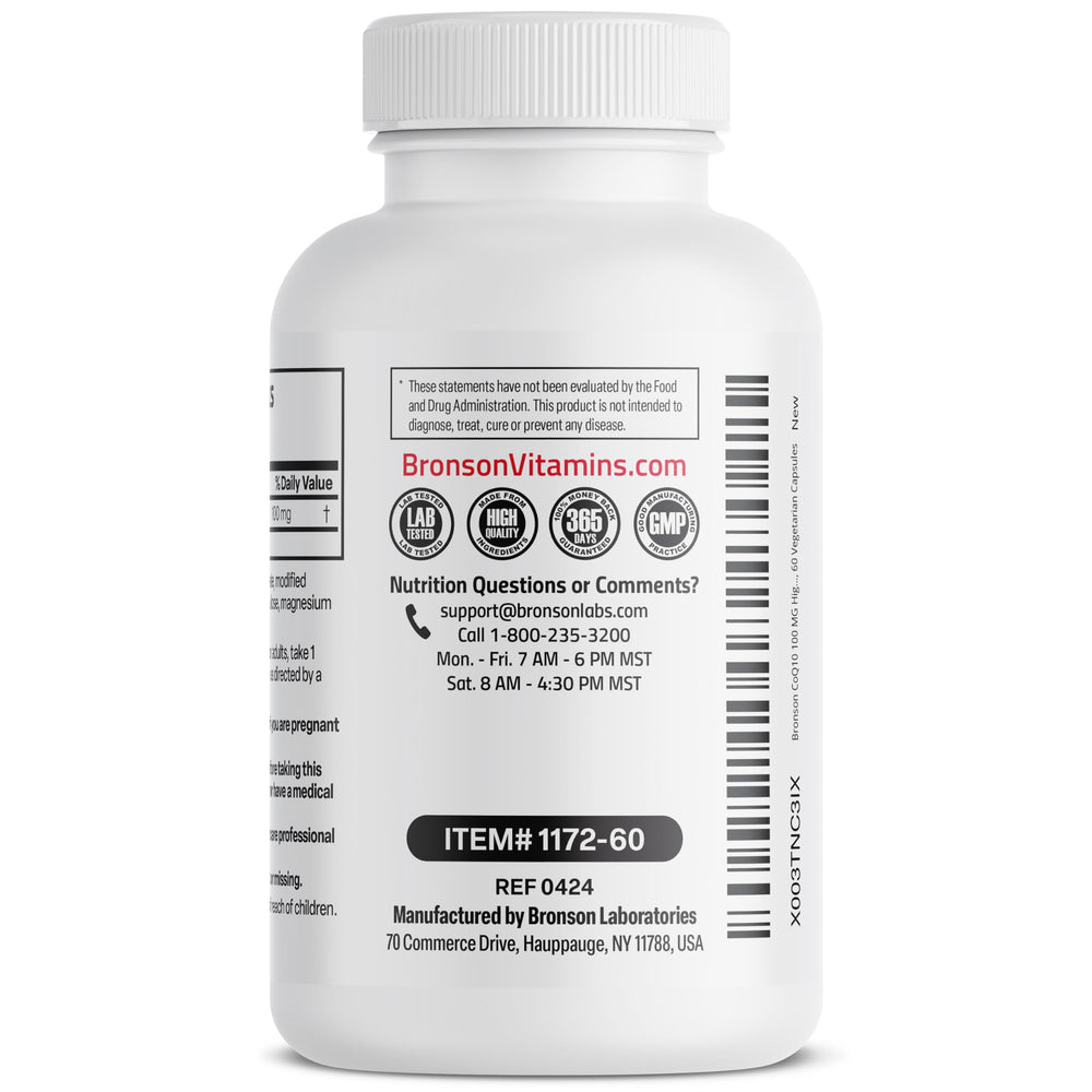 Bronson CoQ10 packaging front showcasing New York facility origin