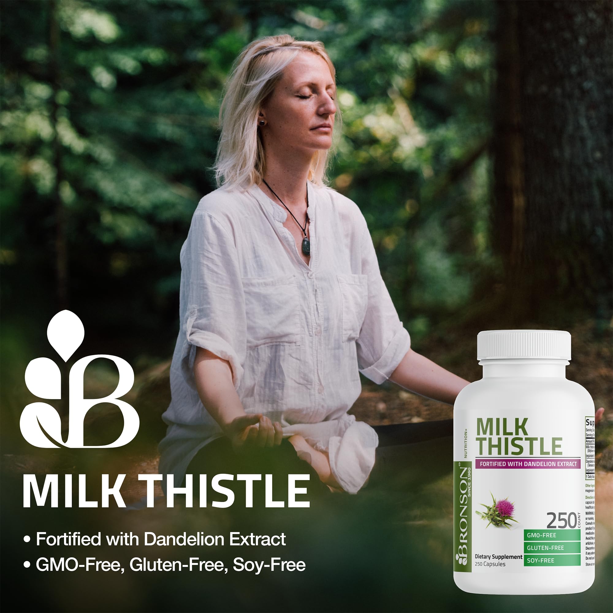 Bronson Dandelion Extract ingredient label showcases natural liver-support ingredients.