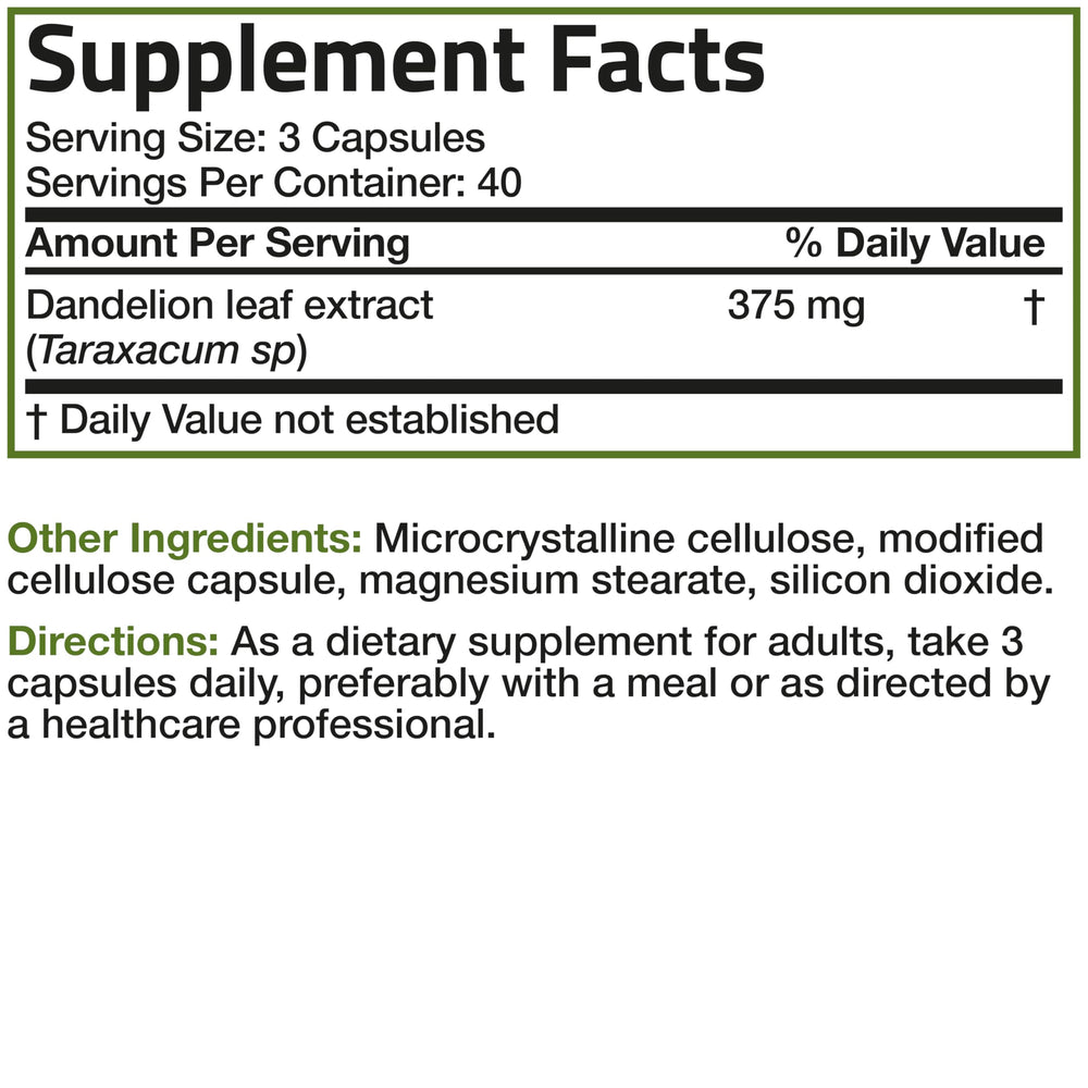 Bronson Dandelion Extract New York facility indicating quality control