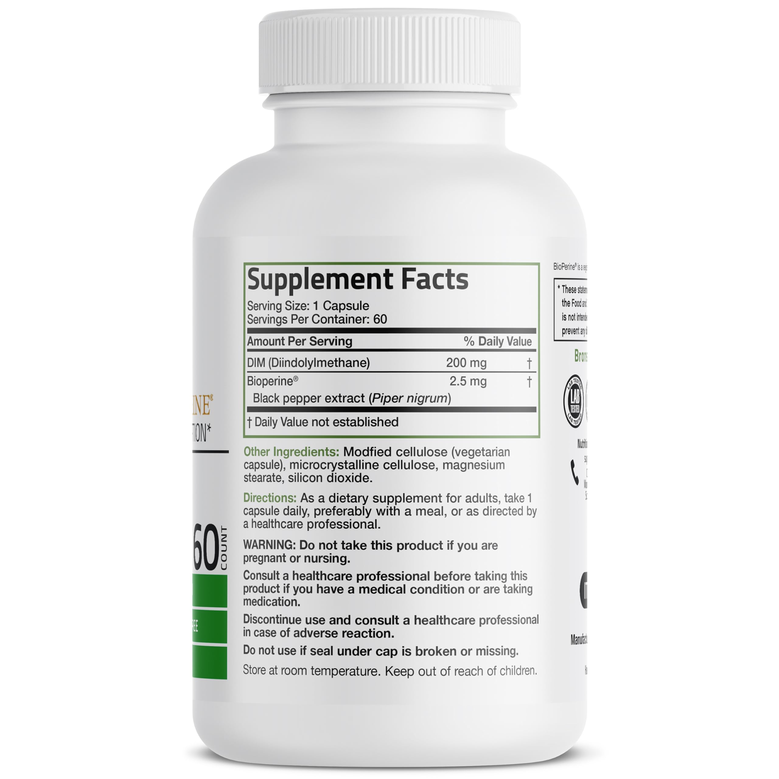 Bronson DIM 200mg capsules for daily use in vegetarian form.