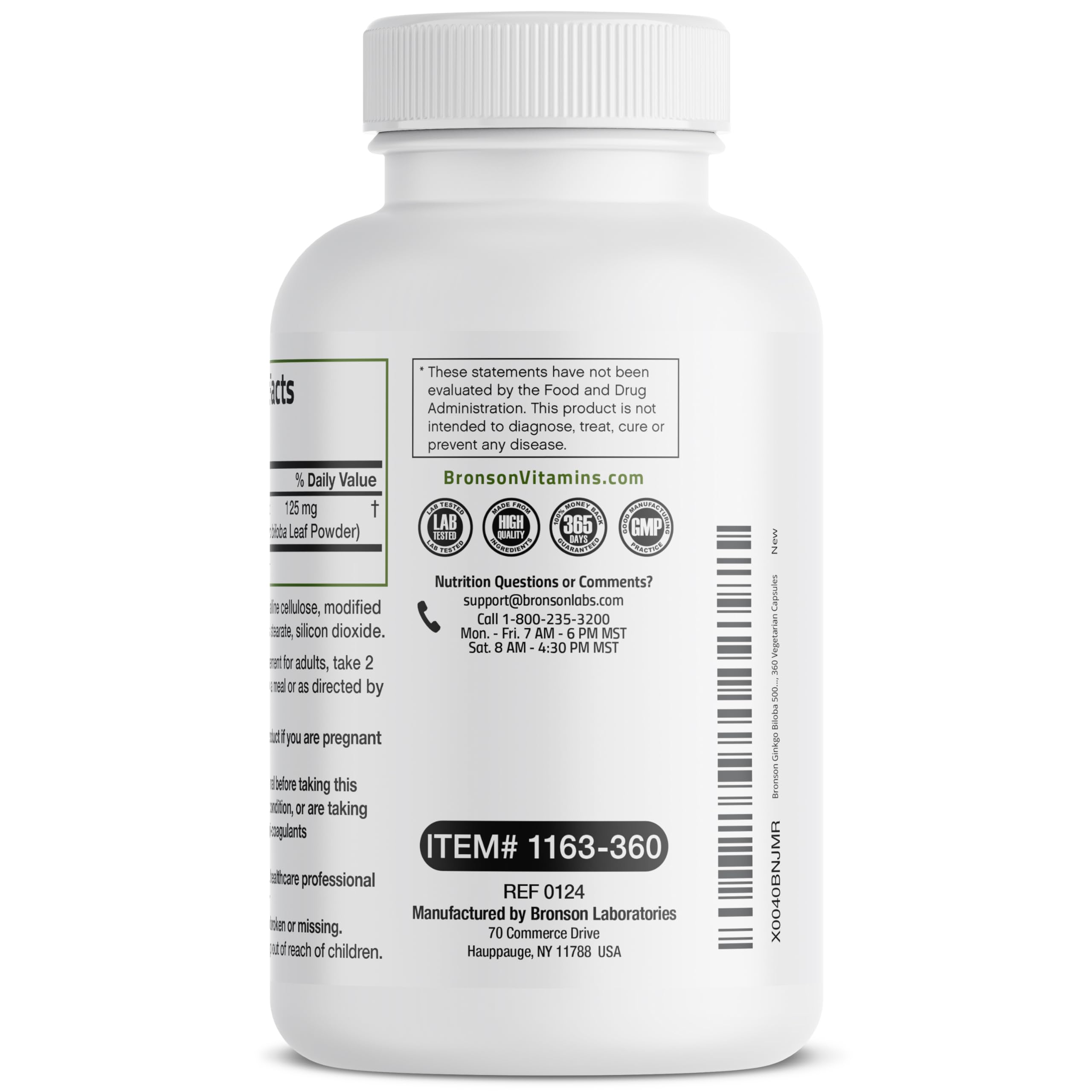 Bronson Ginkgo Biloba brand seal communicates quality and safety.