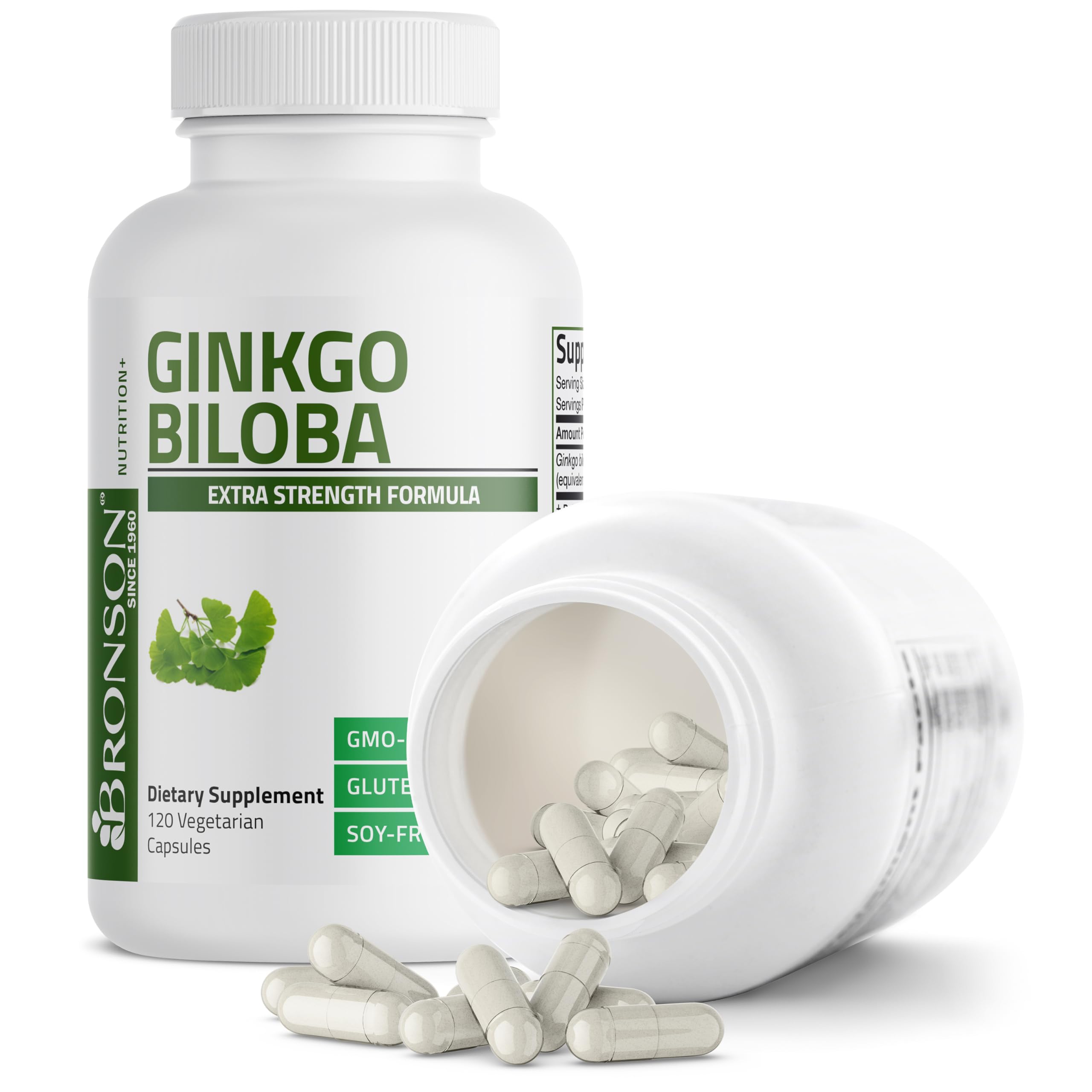 Bronson Ginkgo Biloba in-hand view communicates portable daily support.