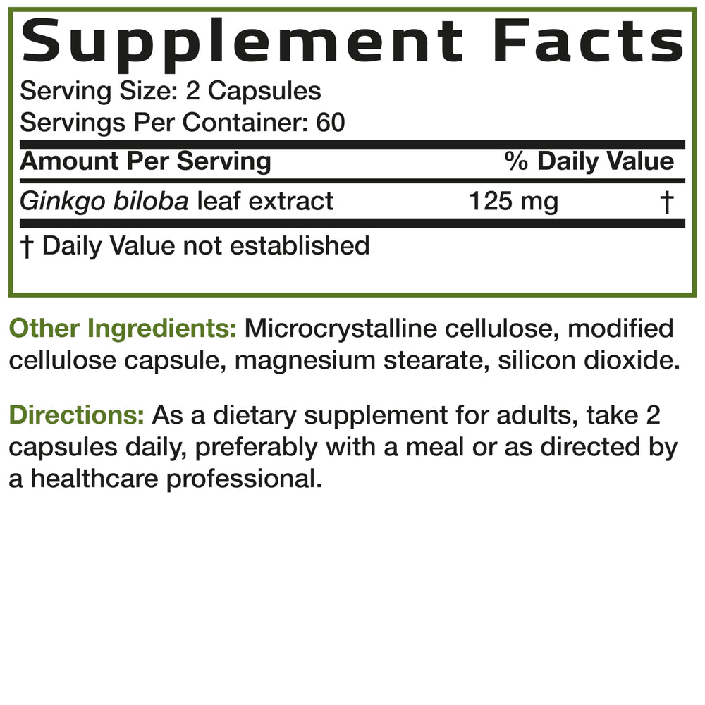 Bronson Ginkgo Biloba storage idea shows compact, travel-friendly supplement option.