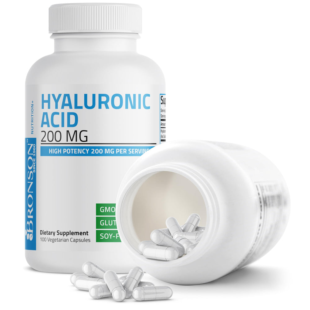 Bronson Hyaluronic Acid 200mg dosage info showing serving size.
