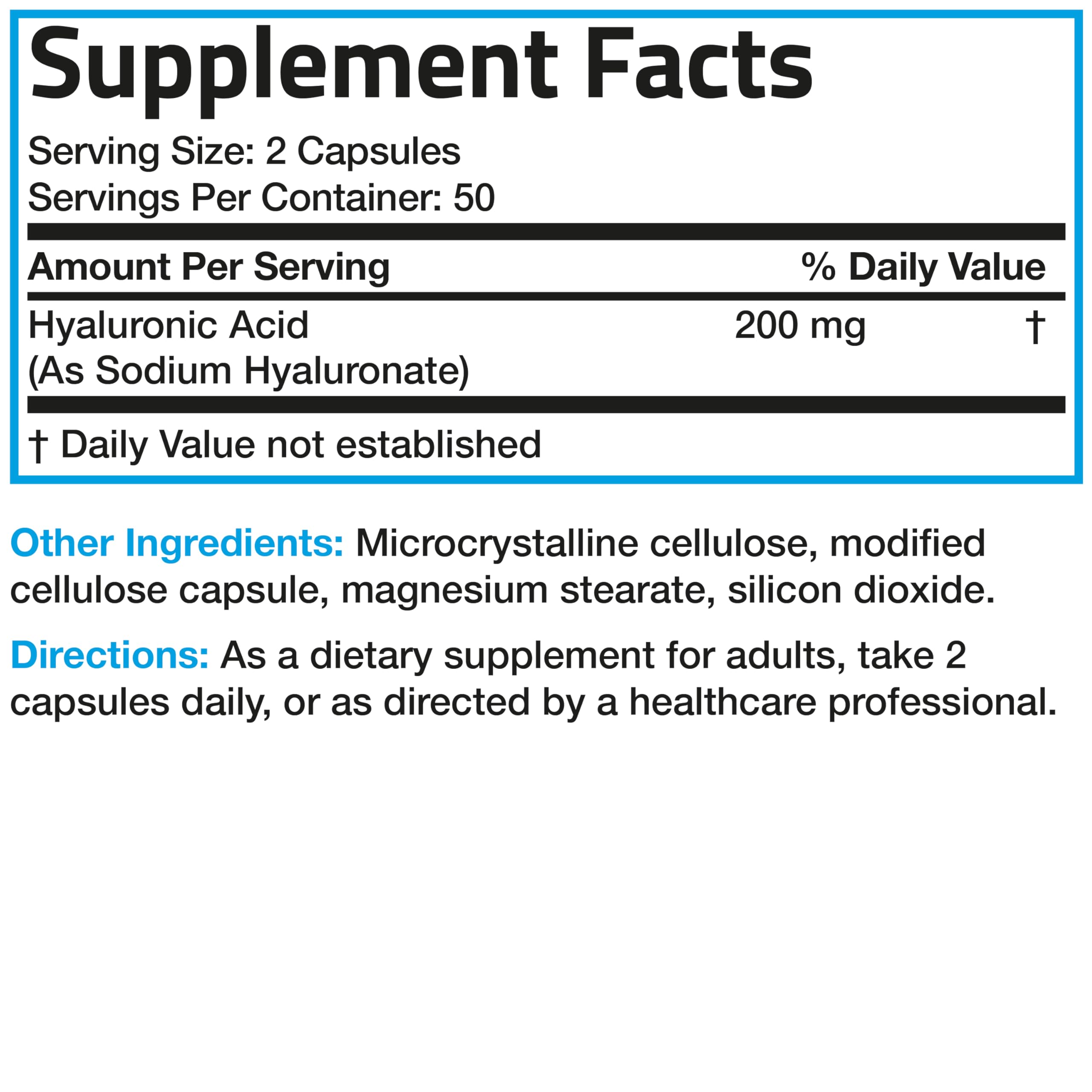 Bronson Hyaluronic Acid 200mg label and packaging presentation reinforcing trust.