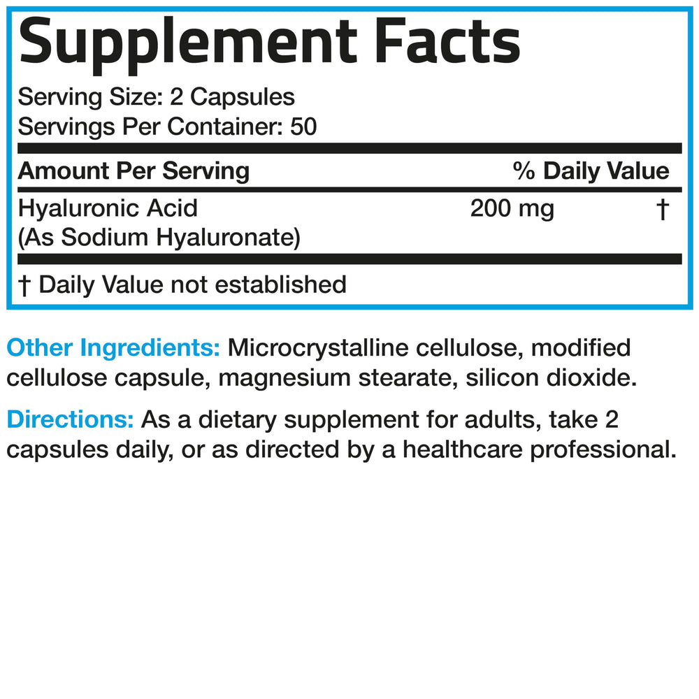 Bronson Hyaluronic Acid 200mg label and packaging presentation reinforcing trust.