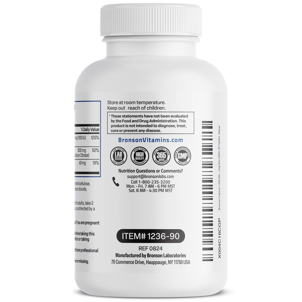 Bronson bottle shows ingredient list with magnesium and vitamin D3.