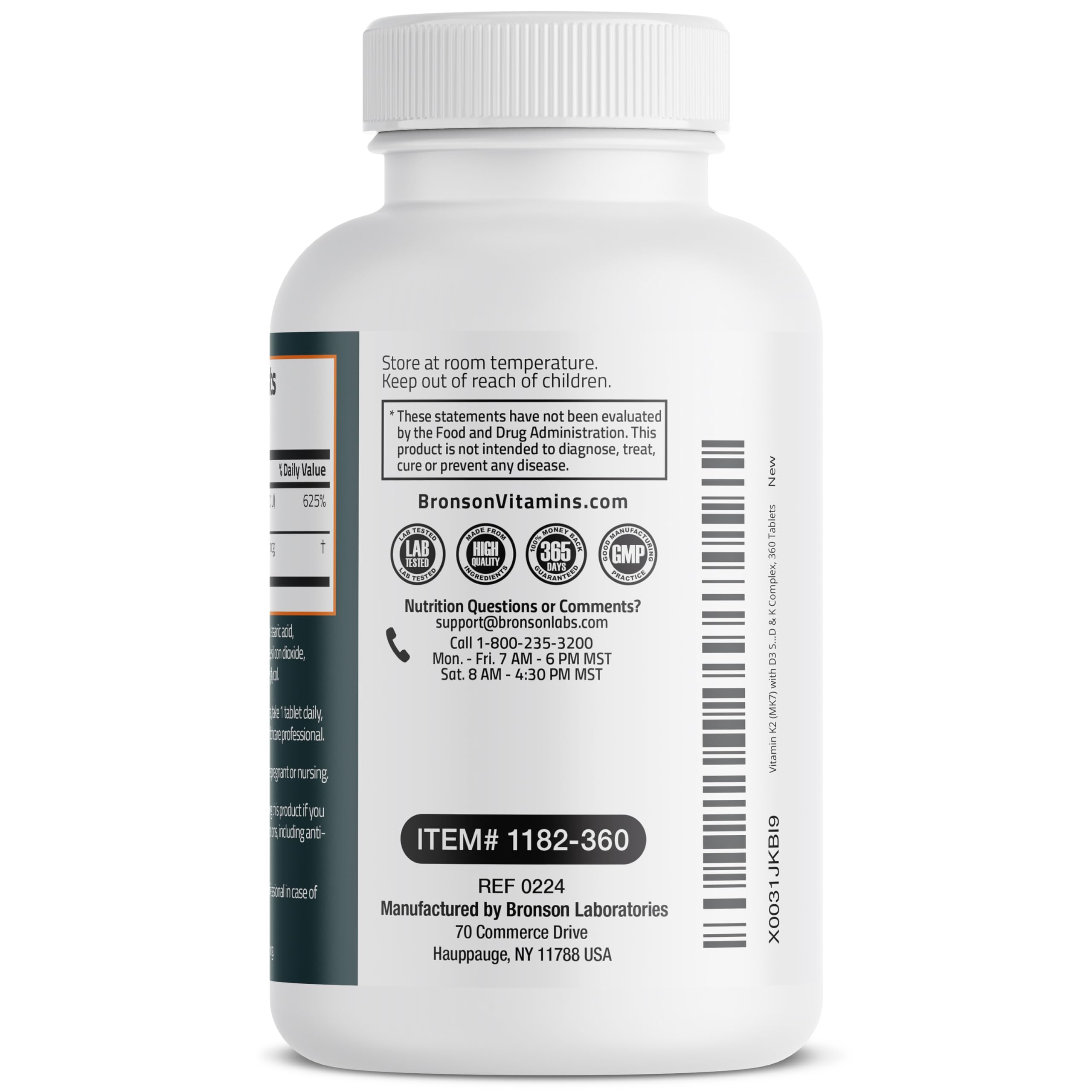 Gluten-free and non-GMO indicators with Bronson bottle for purity and trust