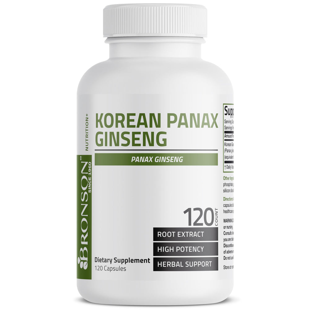 Bronson Korean Panax Ginseng label detail emphasizing quality and origin