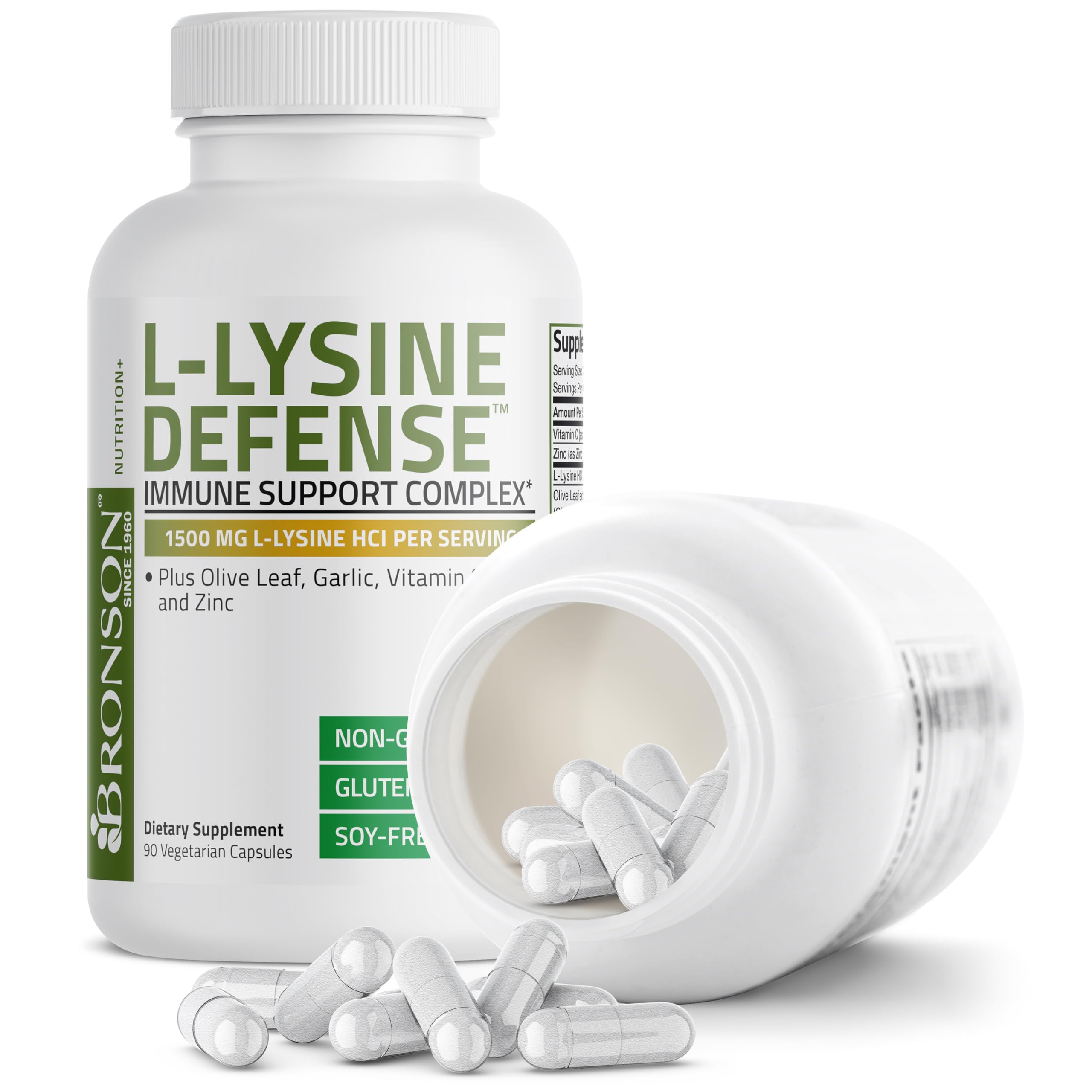 Bronson L-Lysine Defense packaging box designed for easy storage.