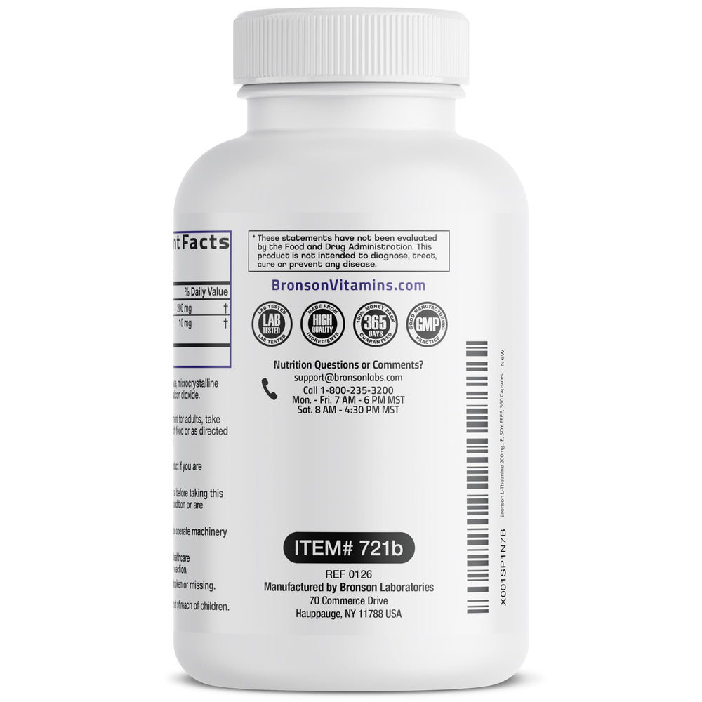 Bronson L-Theanine 200mg daily-use scene; easy routine with water.