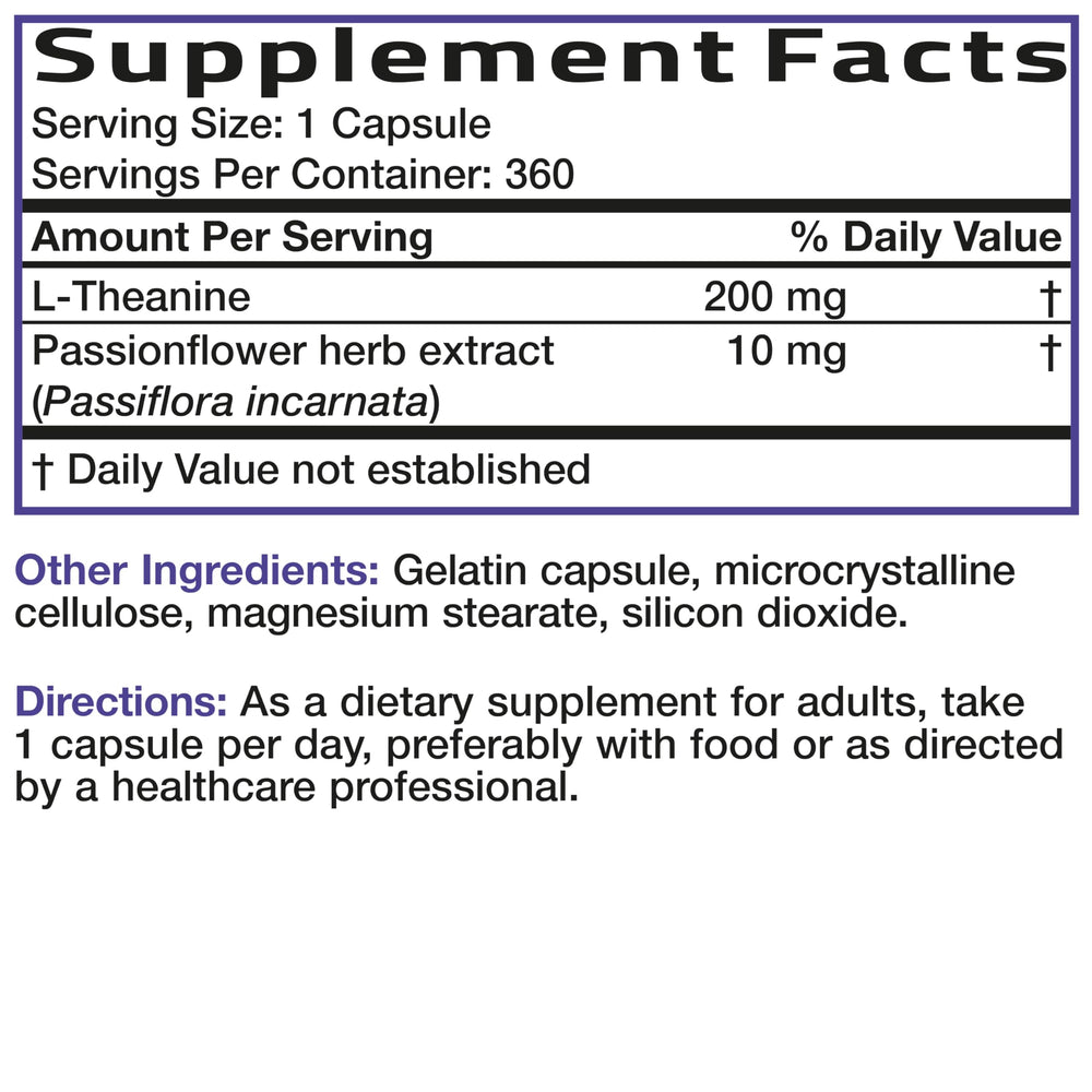 Bronson L-Theanine 200mg bottle display; shelf-ready stress support option.
