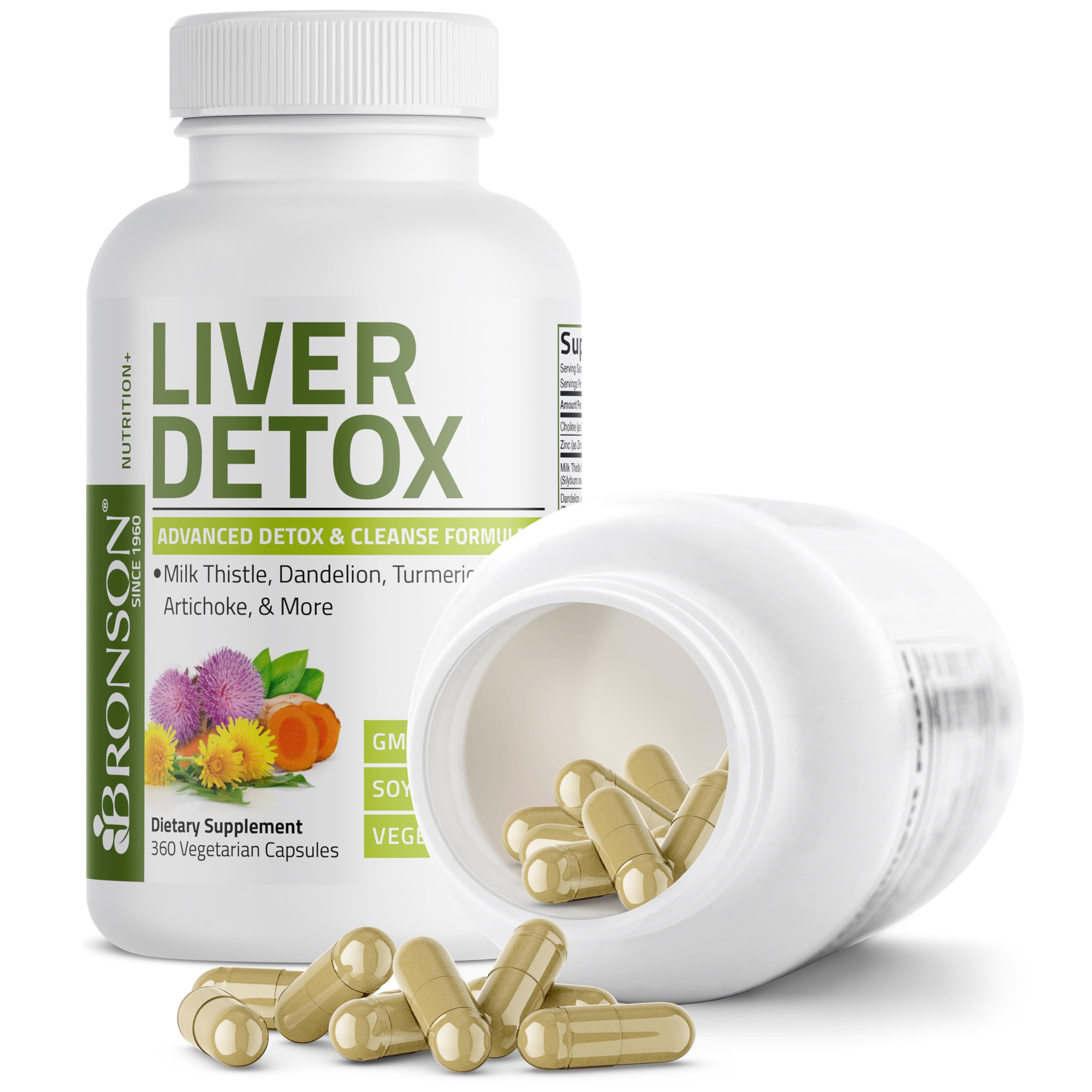 Bronson Liver Detox bottle on kitchen shelf suggests convenient daily routine
