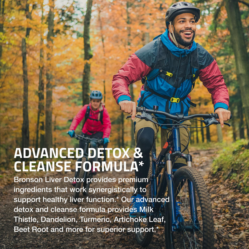 Bronson Liver Detox ingredients graphic featuring Milk Thistle and Artichoke.
