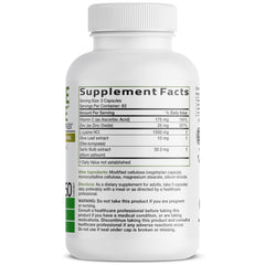 Bronson L-Lysine Defense beside olive leaves signaling natural ingredients.