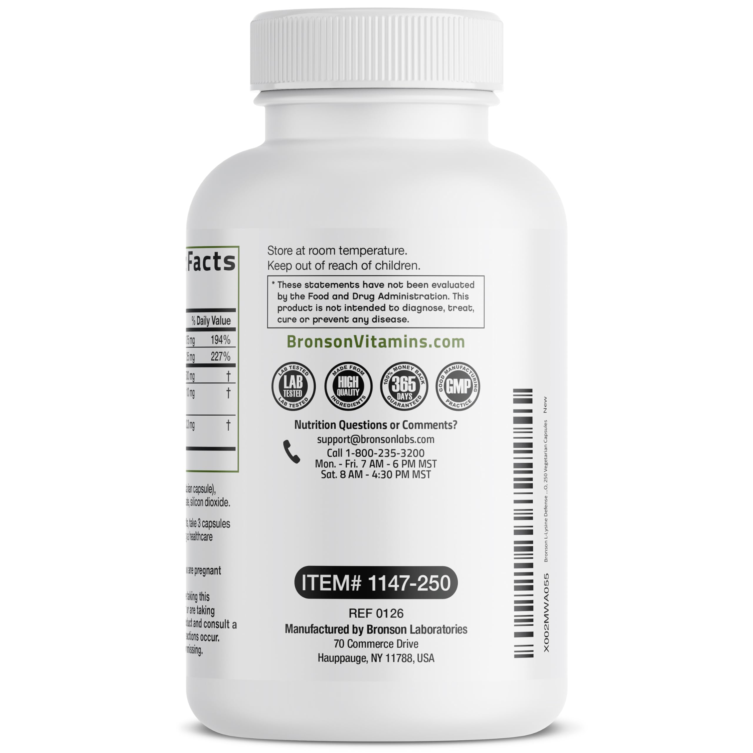 Bronson L-Lysine Defense packaging highlights trusted brand since 1960.
