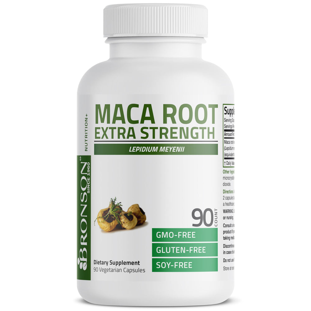 Bronson Maca Root Extra bottle in daily-use setup.