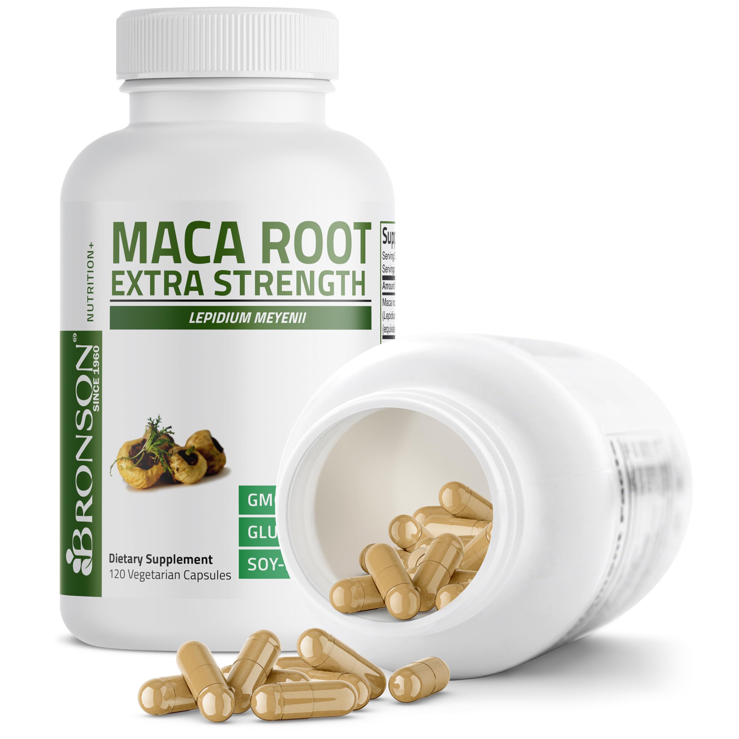 Bronson Maca Root Extra New York facility image emphasizes cGMP standards.