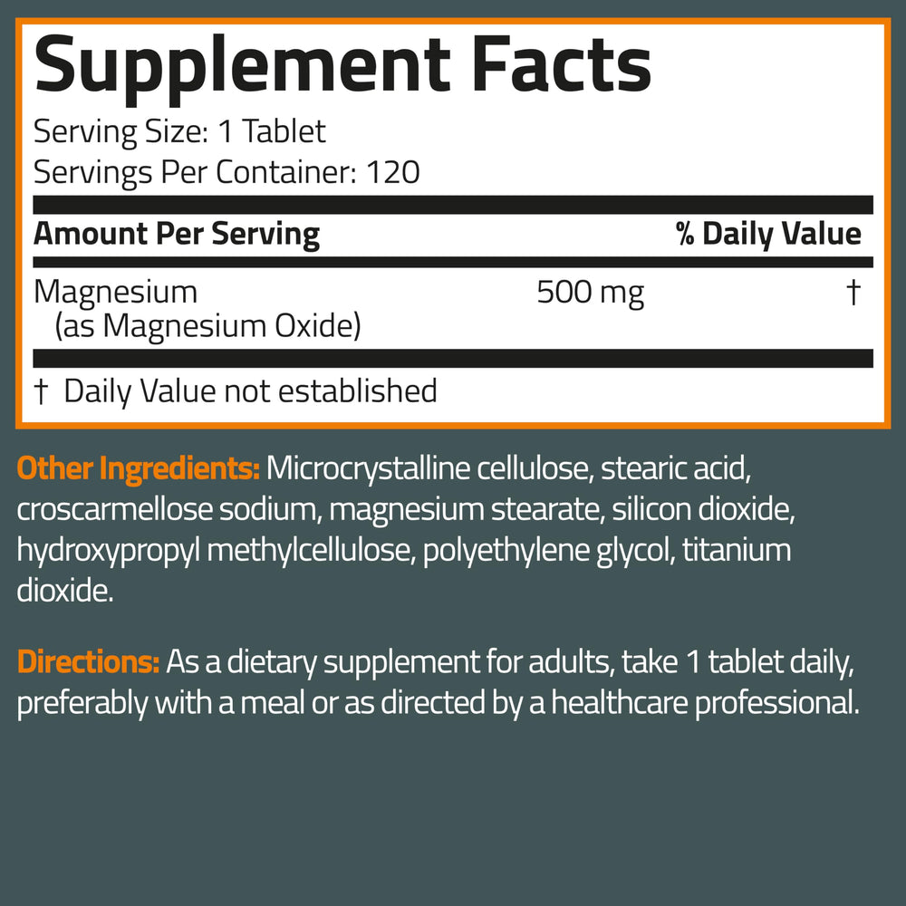 Bronson Magnesium 500mg packaging display promoting value and quality.