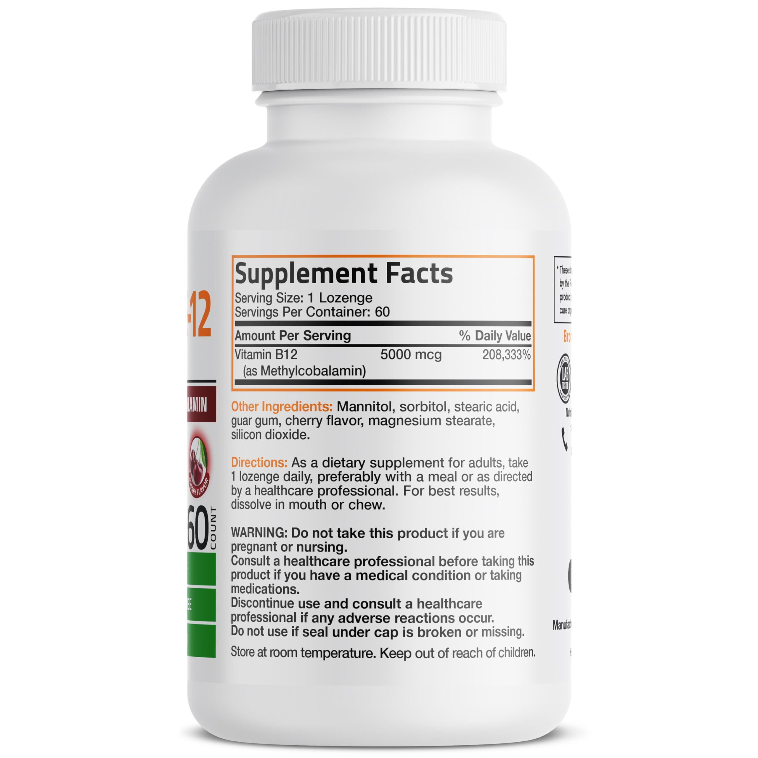Bronson Methyl B12 lozenges close-up highlighting fast-dissolve formula