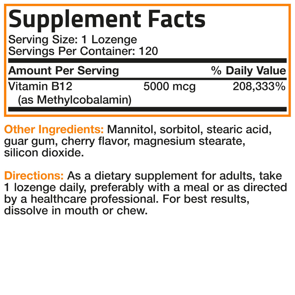 Bronson Methyl B12 bottle with blister pack highlighting brain health support