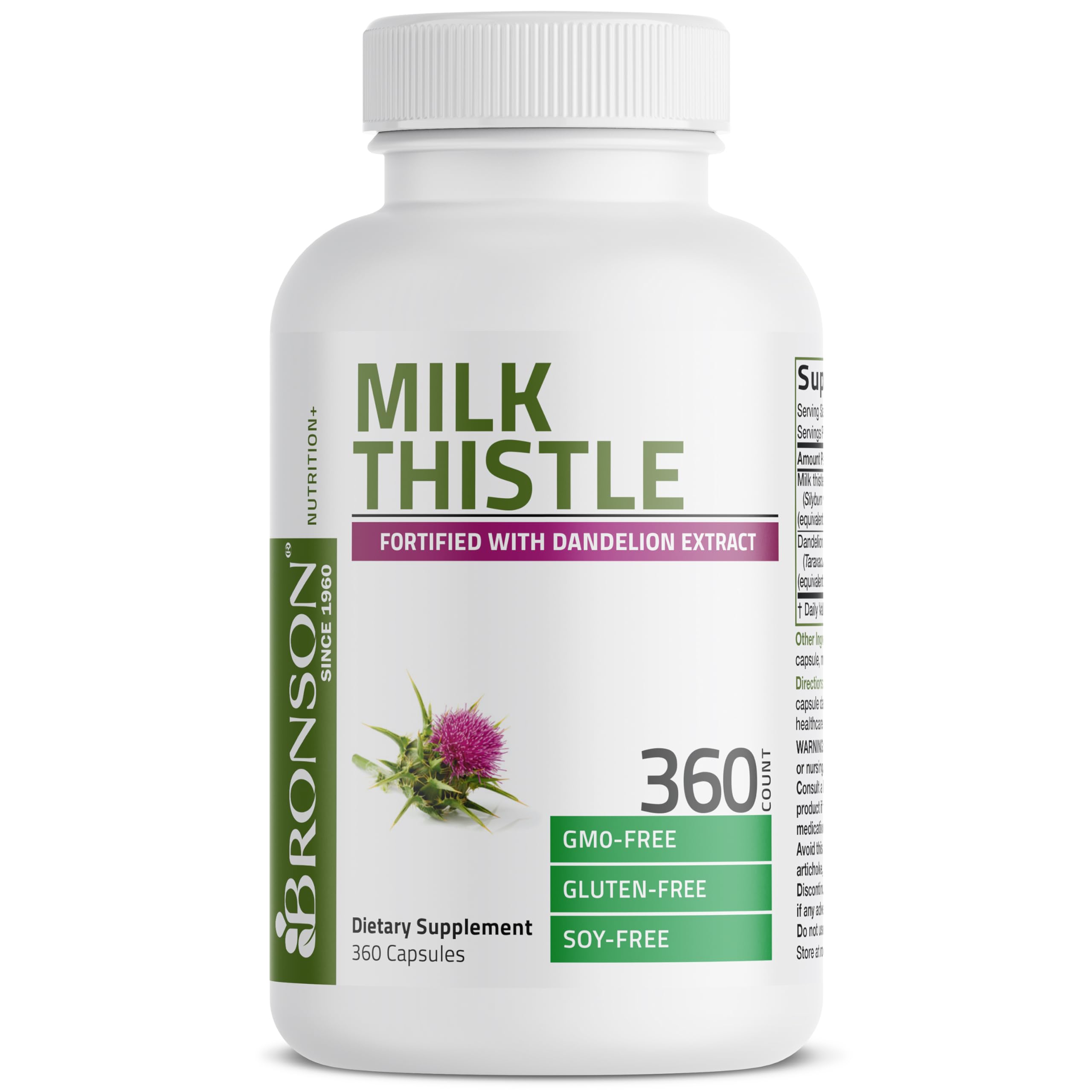 Bronson Milk Thistle bottle pour illustrating easy daily use