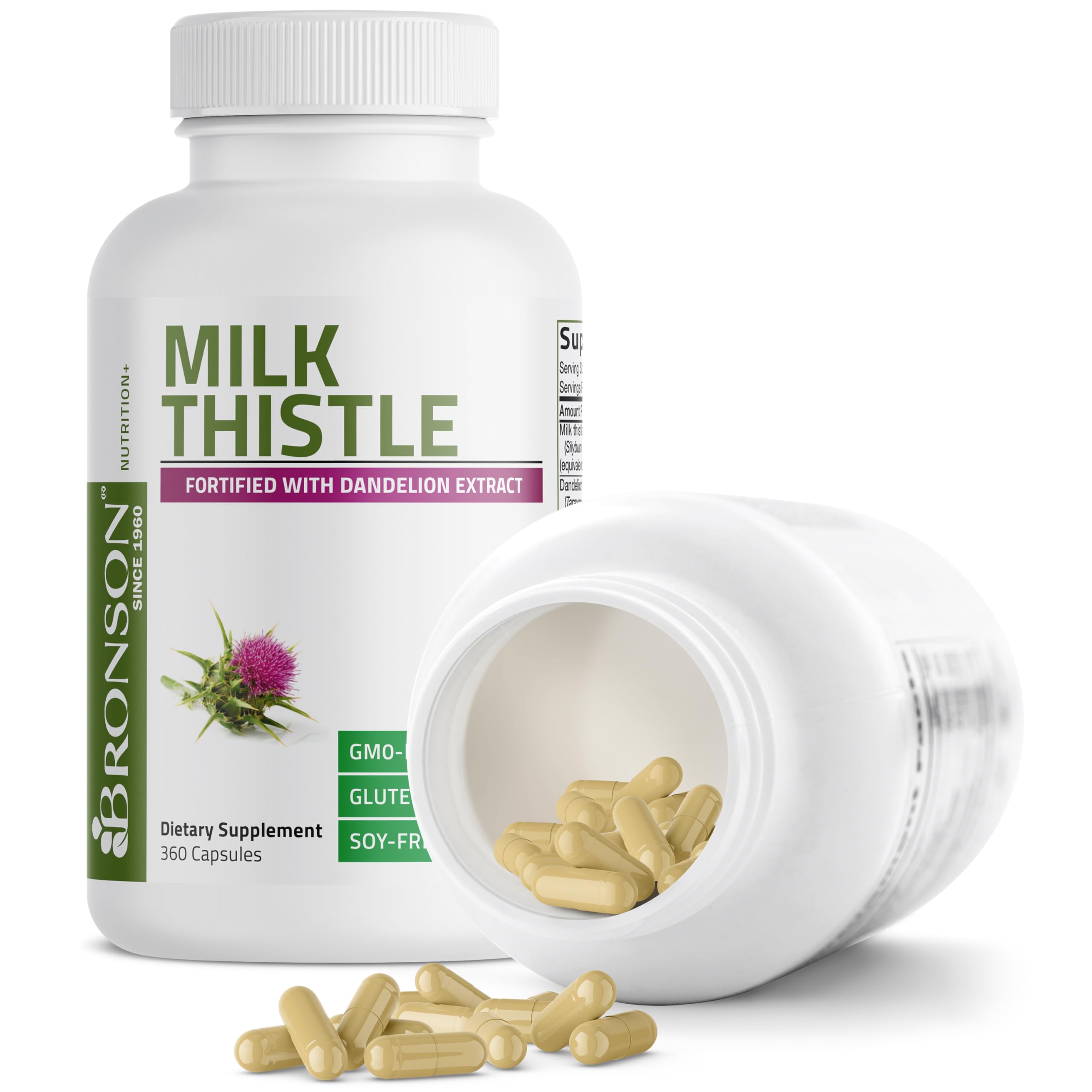Bronson Milk Thistle dandelion extract label detail