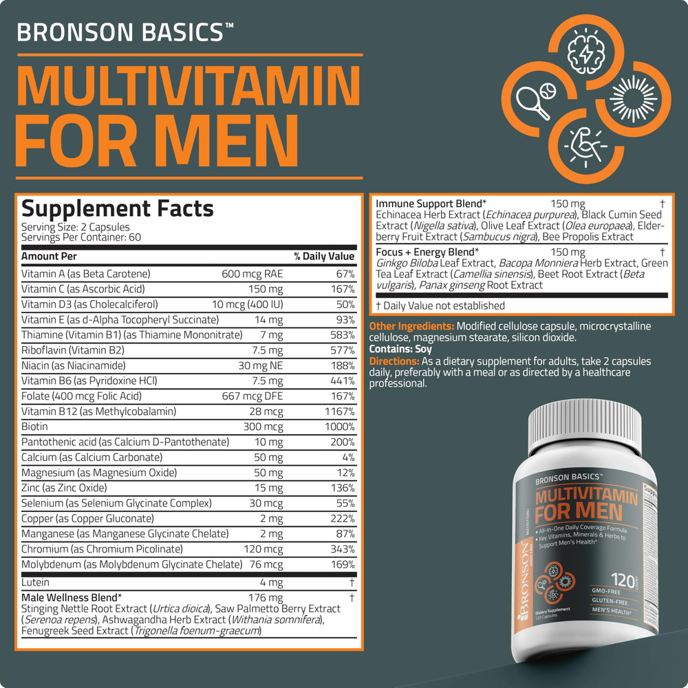 Bronson Multivitamin for Men daily-use scene suggesting easy daily routine.