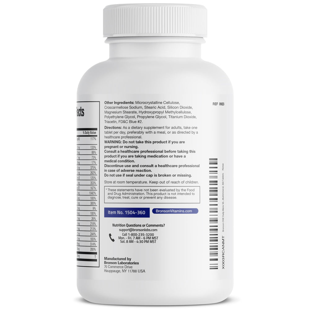 Bronson One Daily Men’s 50+ stack of tablets for easy planning.