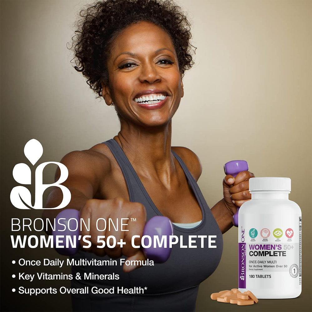 Bronson ONE Daily 50+ tablets inside bottle ready for daily intake.