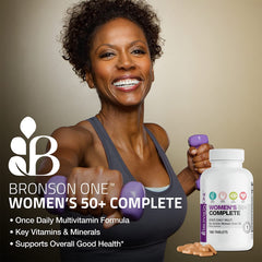 Bronson ONE Daily 50+ tablets inside bottle ready for daily intake.