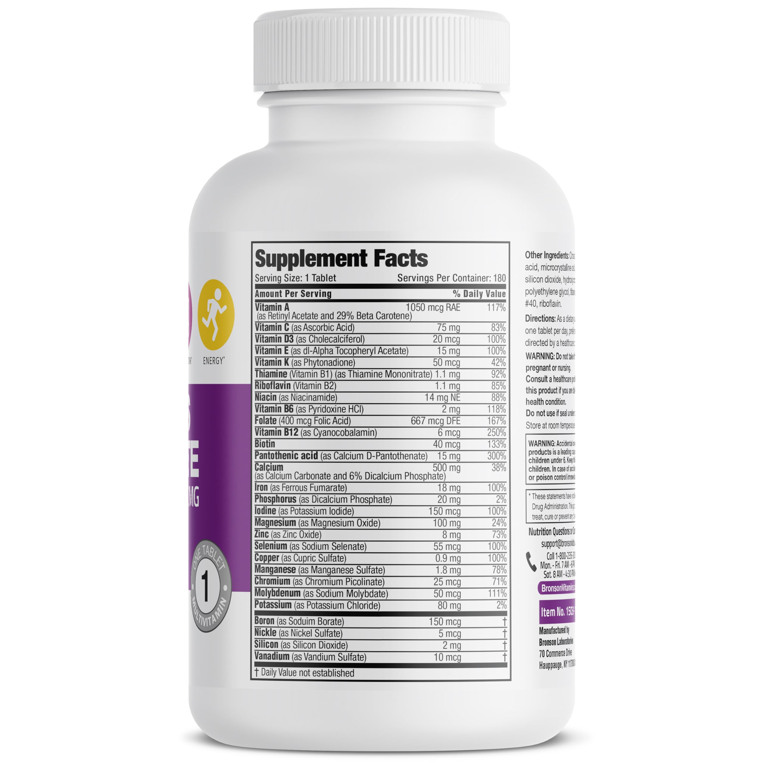 Close-up of Bronson ONE tablets for active women’s daily wellness.