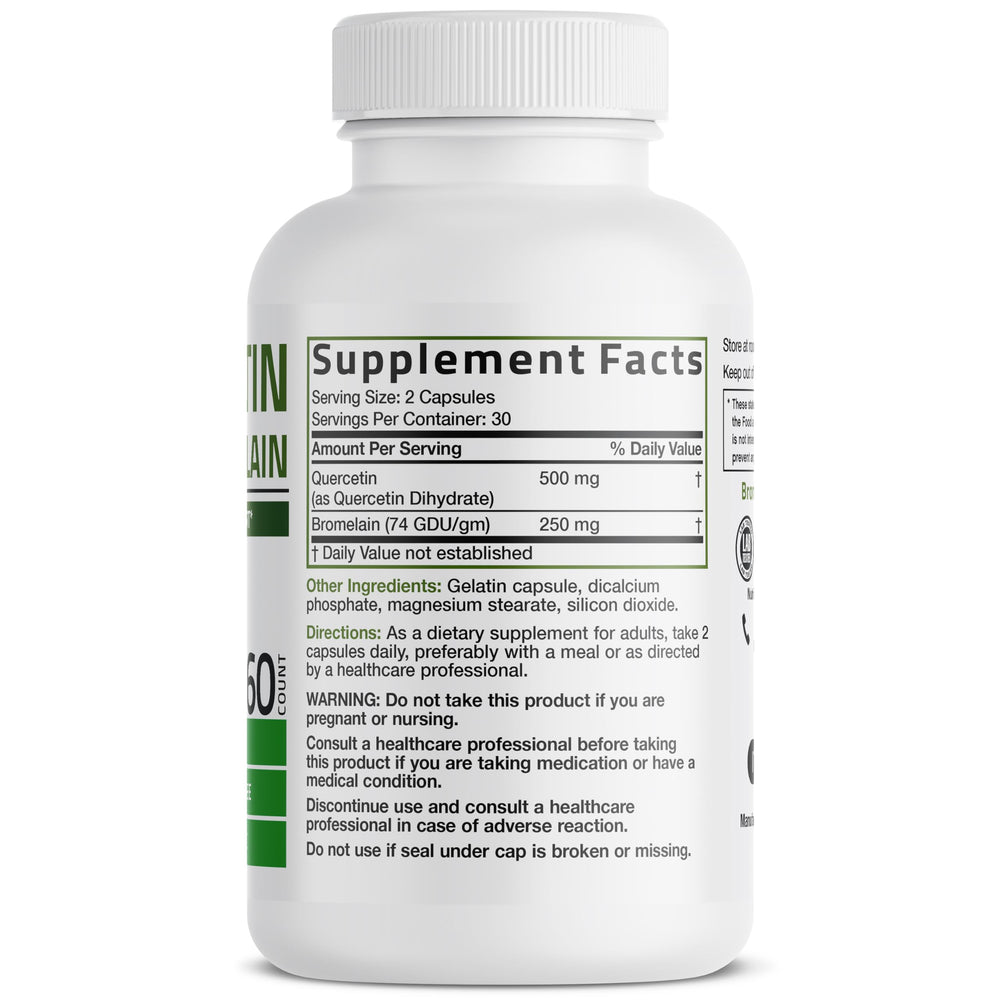 Bronson Quercetin Bromelain 60 capsules for monthly routine.