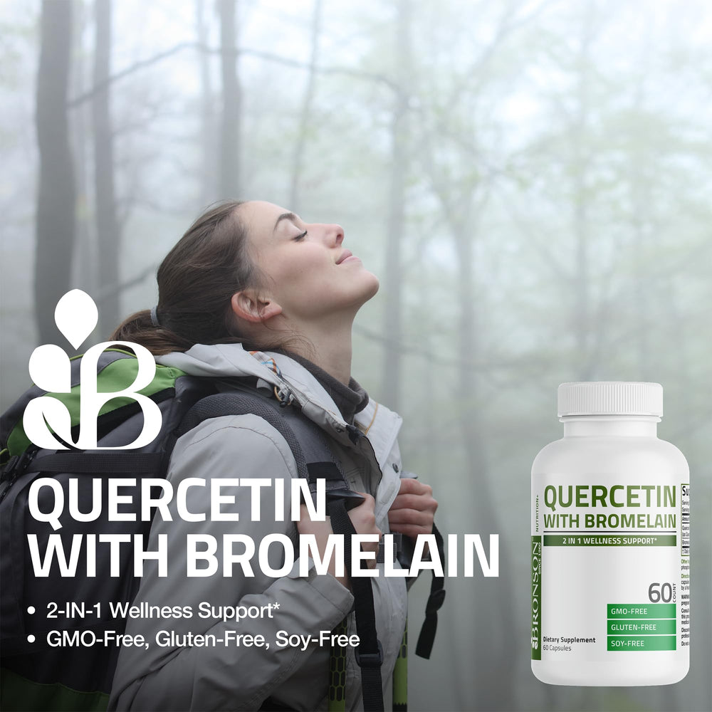 Bronson Quercetin Bromelain bottle front shows packaging.