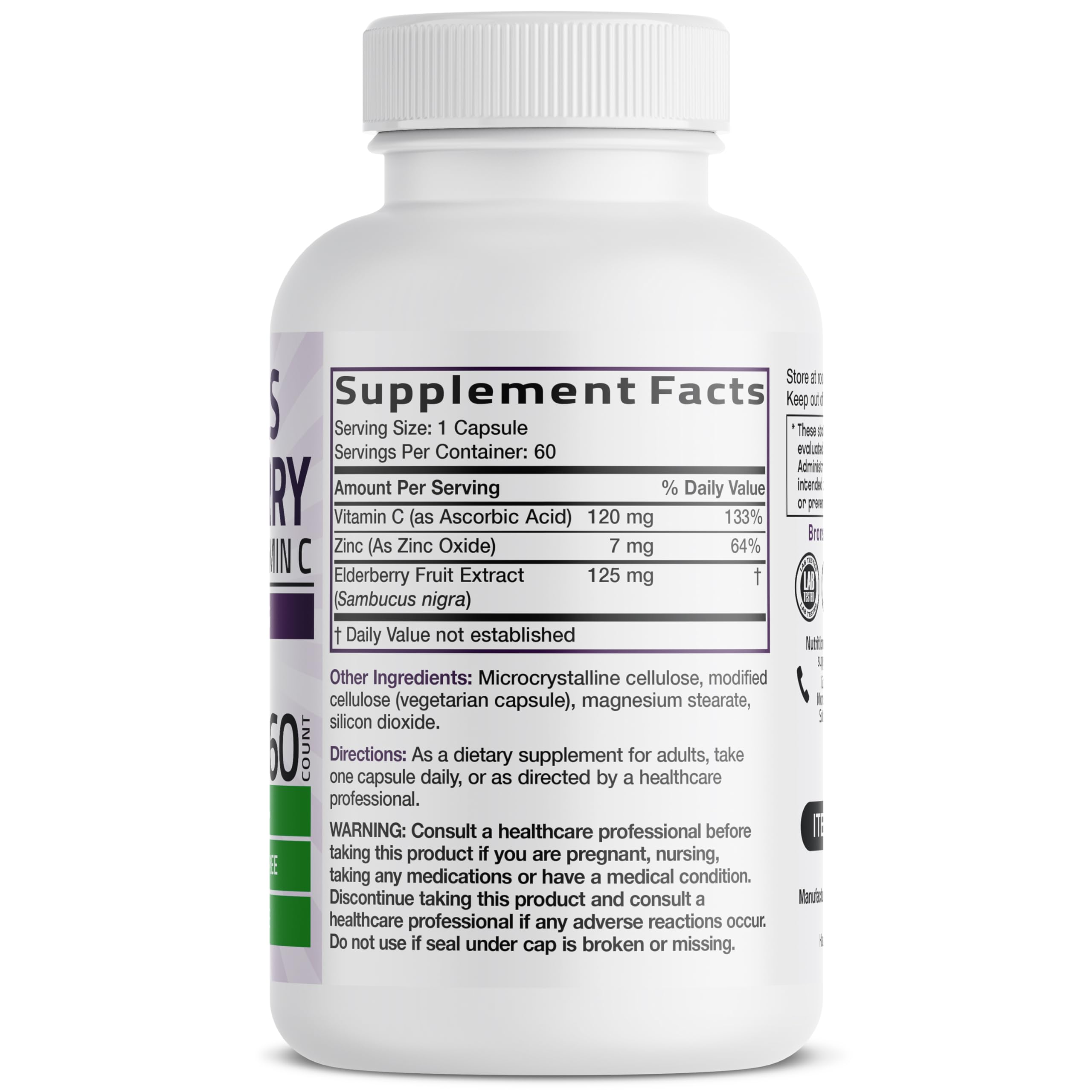 Bronson Sambucus elderberry capsules for daily wellness routine.