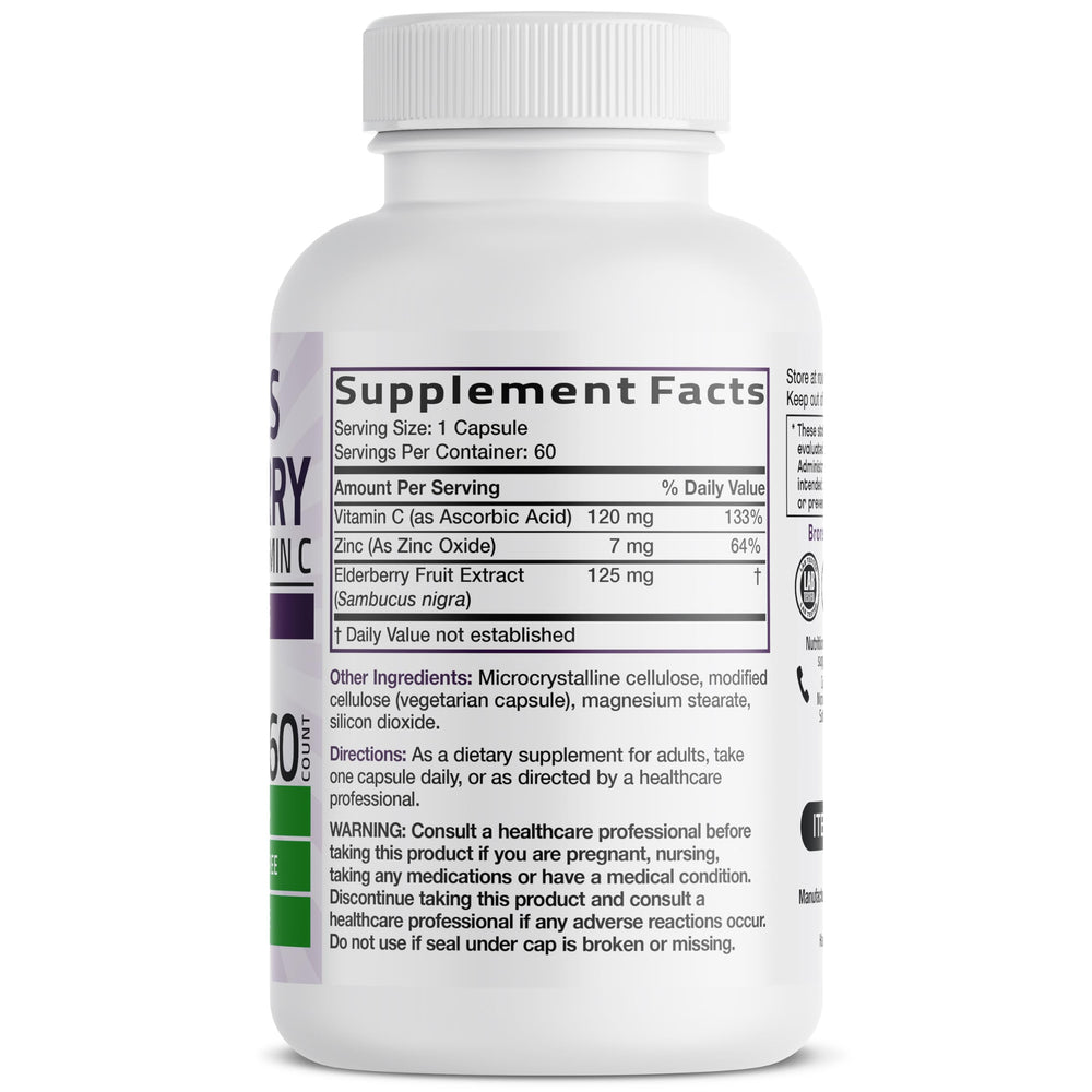 Bronson Sambucus elderberry capsules for daily wellness routine.