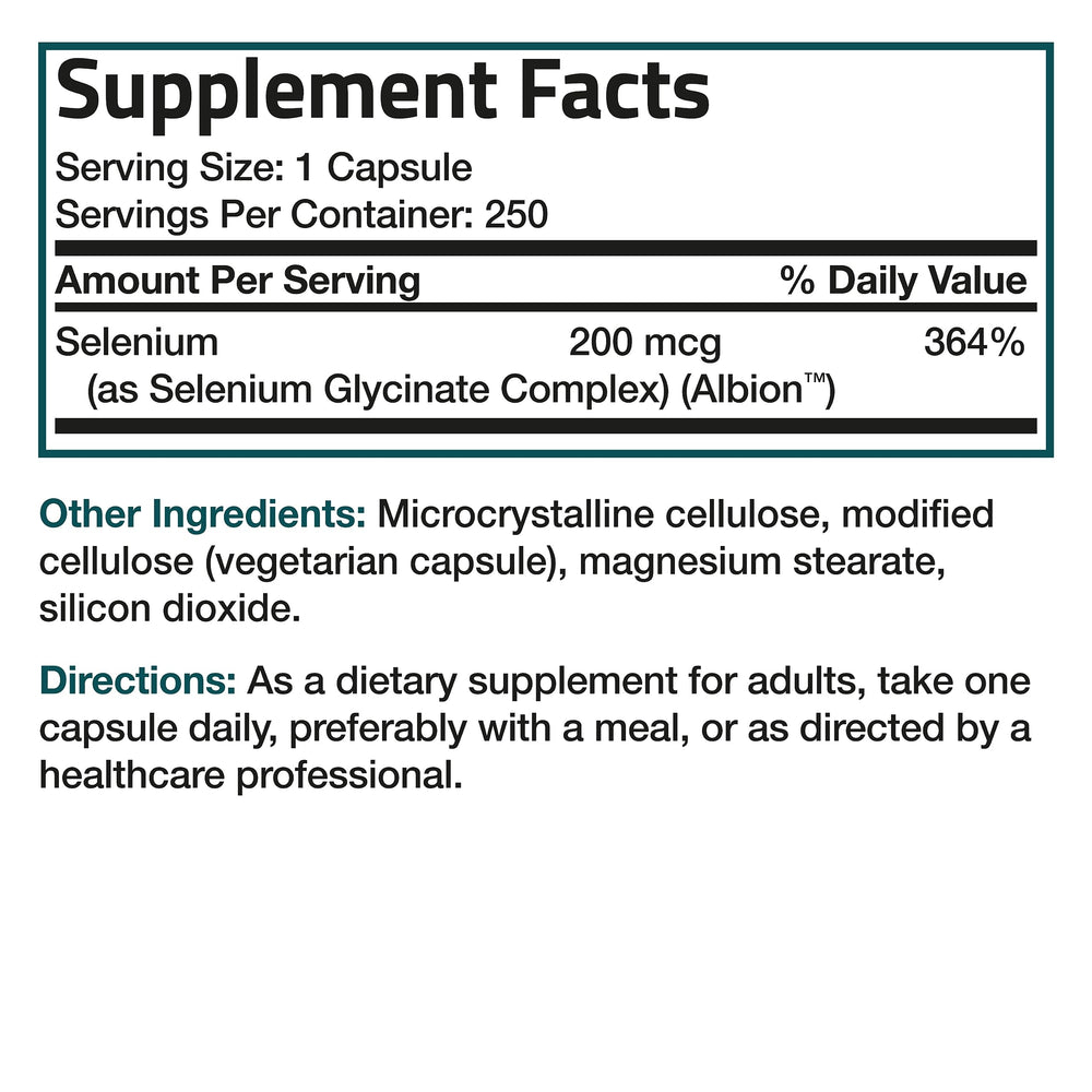 Bronson Selenium bottle with measuring cup suggesting simple dosing routine.