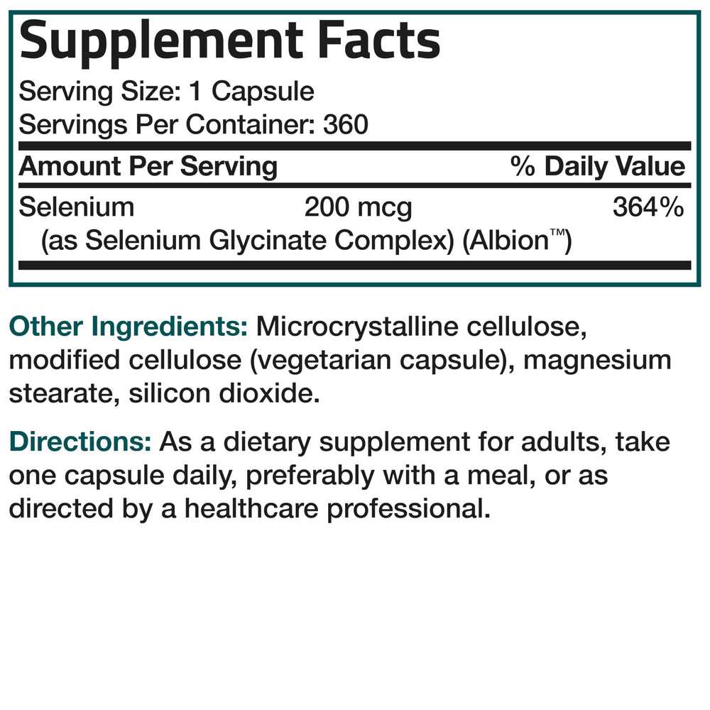 Bronson Selenium 200 mcg yeast-free formulation closeup promotes allergen-friendly choice