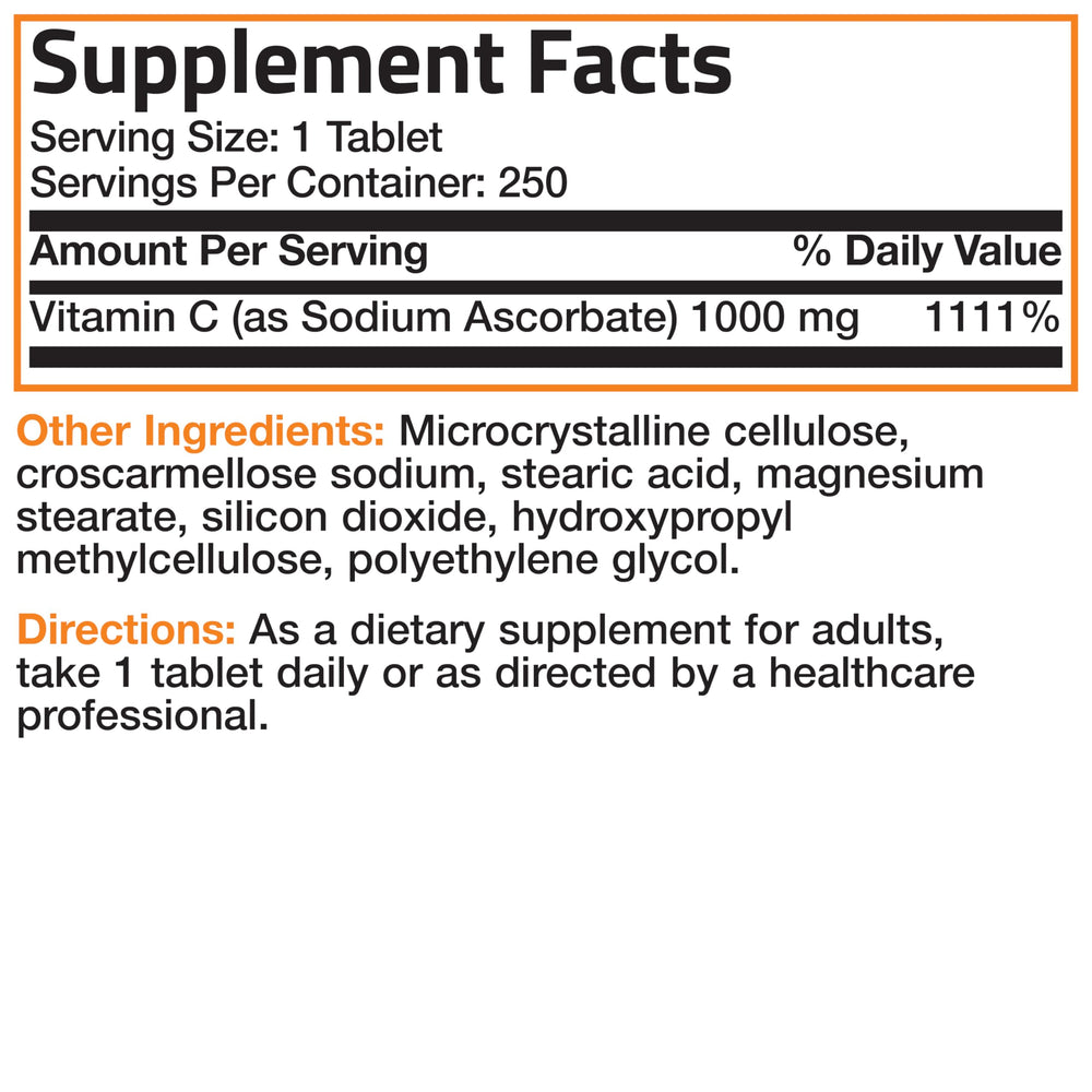 Bronson Sodium Ascorbate tablets in use scene with glass of water