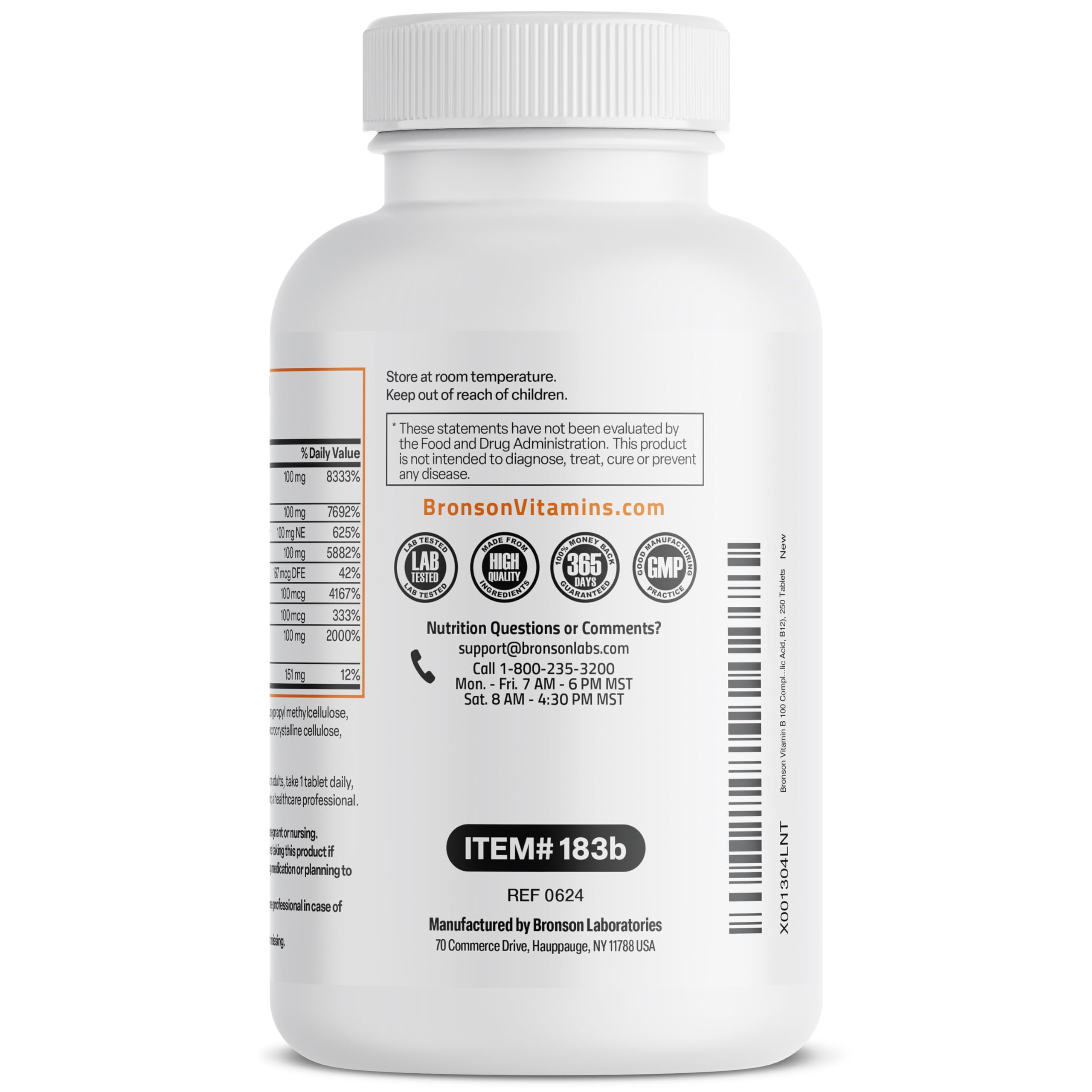 Bronson Super B 100 tablets dispensing from the bottle illustrates easy daily use.