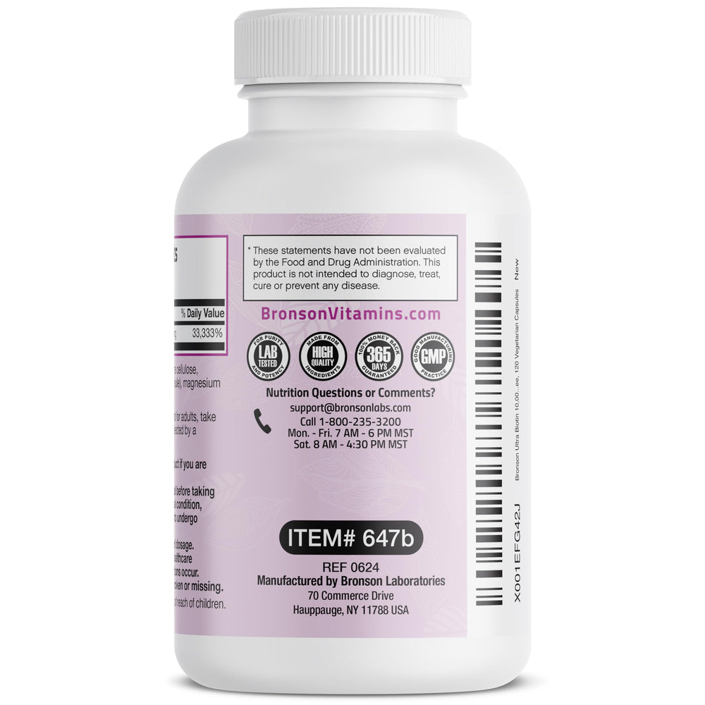 Bronson Ultra Biotin vegetarian capsules on countertop