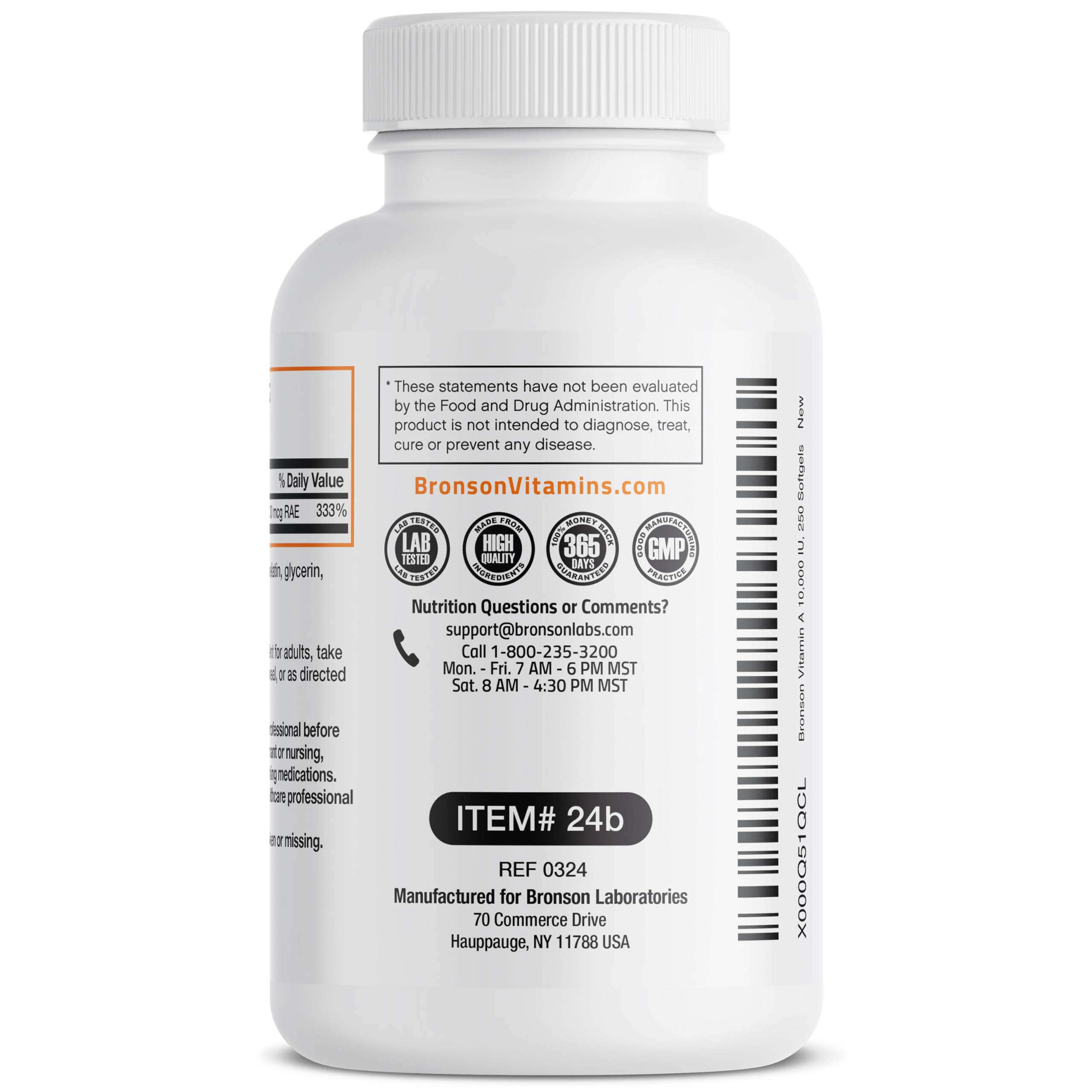 Bronson Vitamin A 10,000 IU softgel in hand for on-the-go daily wellness
