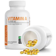 Bronson Vitamin A cGMP facility badge on packaging.