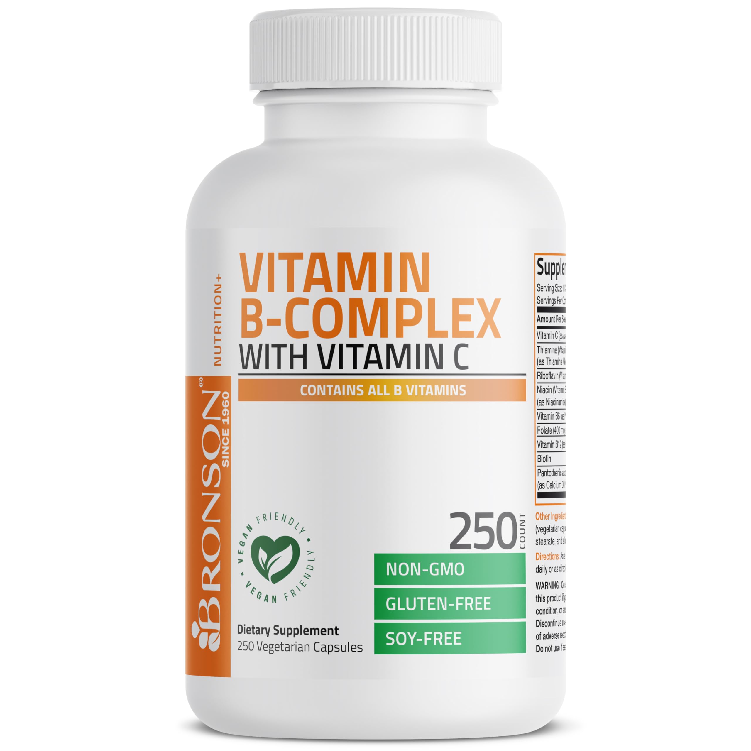 Bronson Vitamin B Complex capsules in a hand highlighting daily intake use