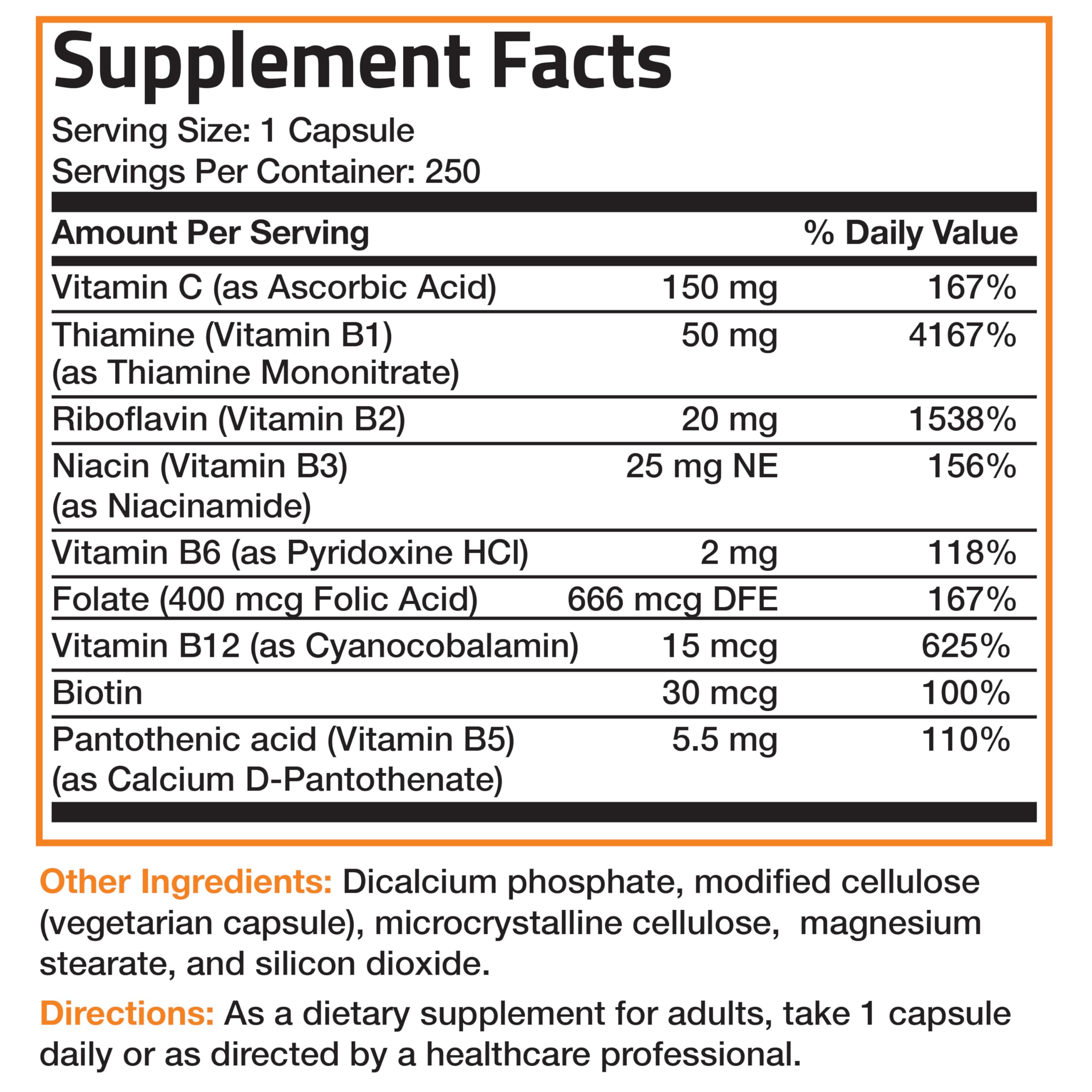 Bronson Vitamin B Complex pill close-up ready to take as part of a meal